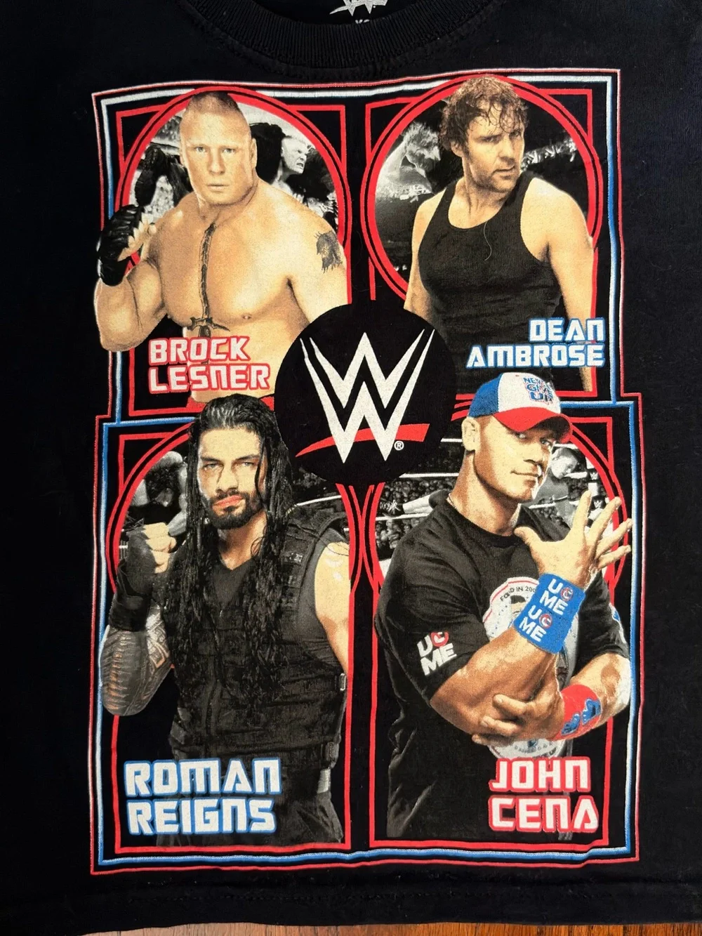WWE Black Graphic Tee with Brock Lesnar, Dean Ambrose, Roman Reigns & John Cena